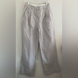 Aritzia The Efffortless Pant Linen Blend Gray Size 8 High Rise Wide Leg